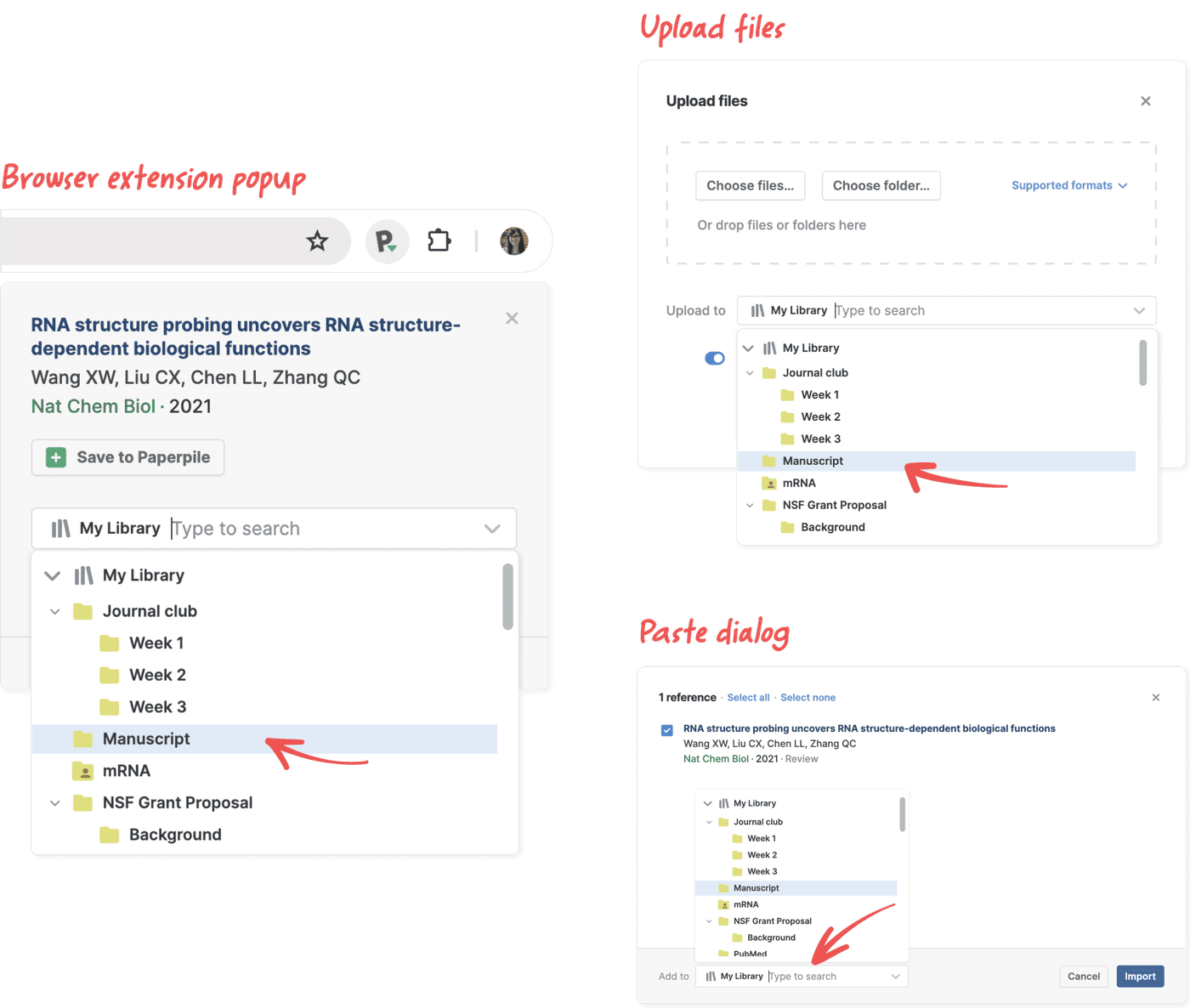 Choose where to import your references